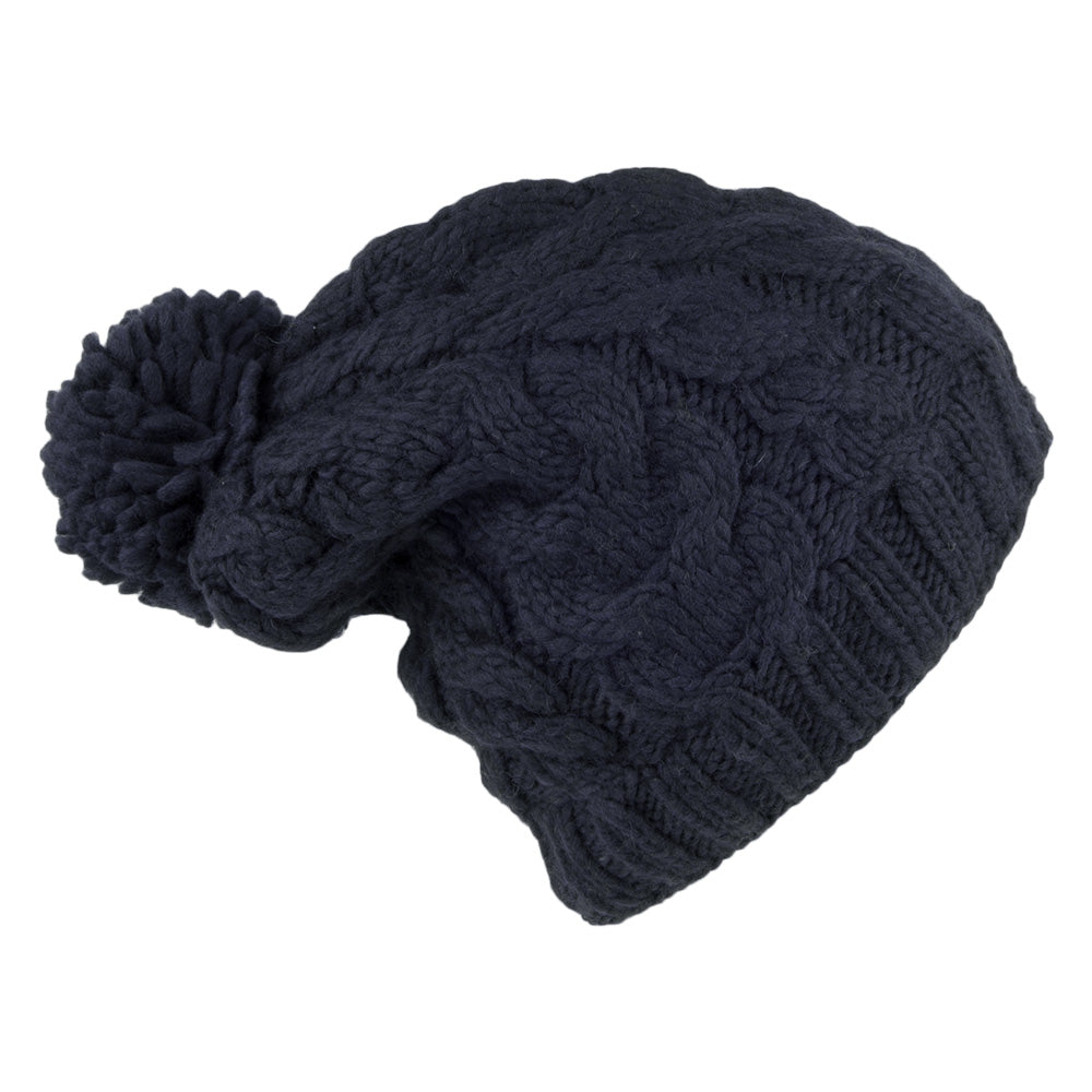 Kusan Oversized Bobble Hat - Navy Blue