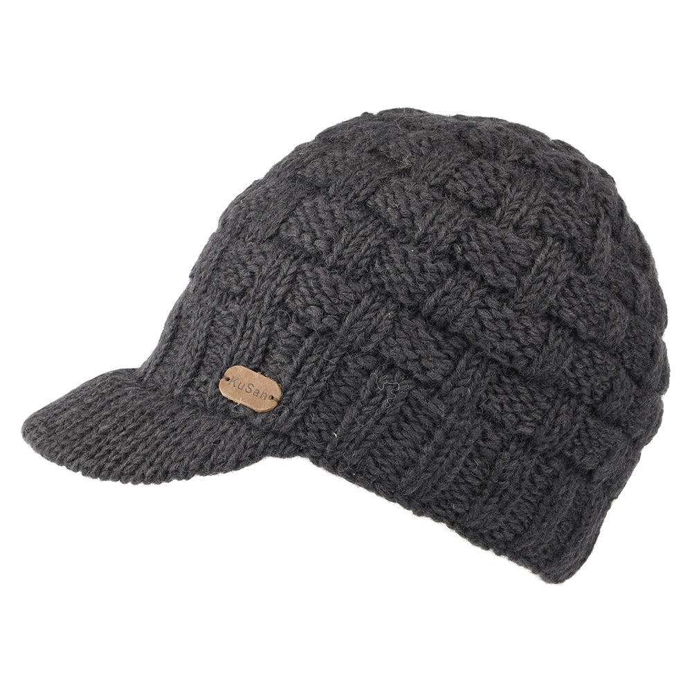 Kusan Basket Weave Peaked Beanie Hat - Charcoal – Village Hats