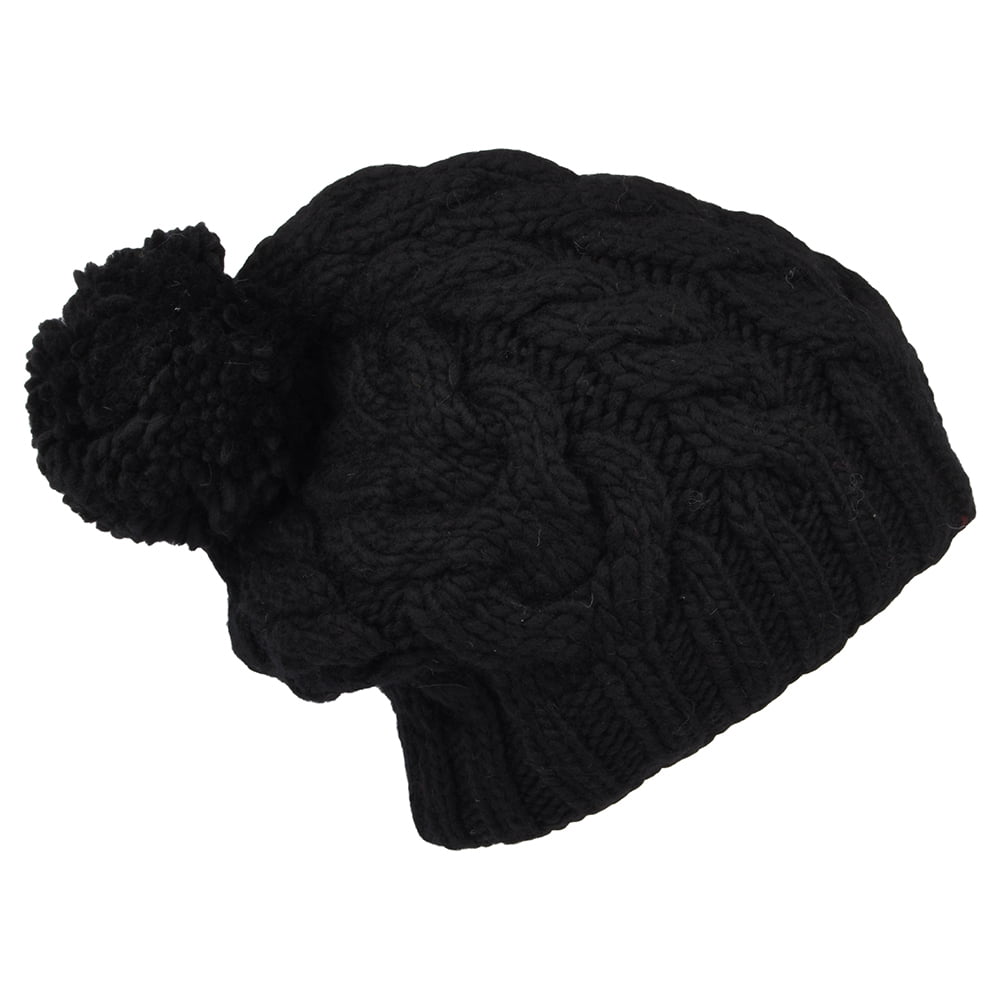 Kusan Oversized Bobble Hat - Black