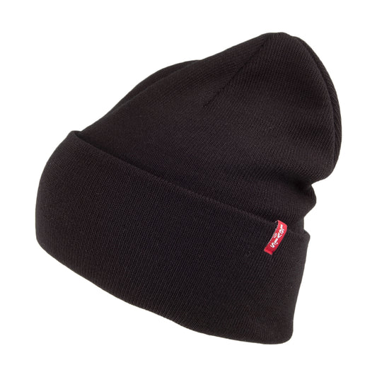 Levi's Hats New Slouchy Beanie Hat With Red Tab Detail - Black