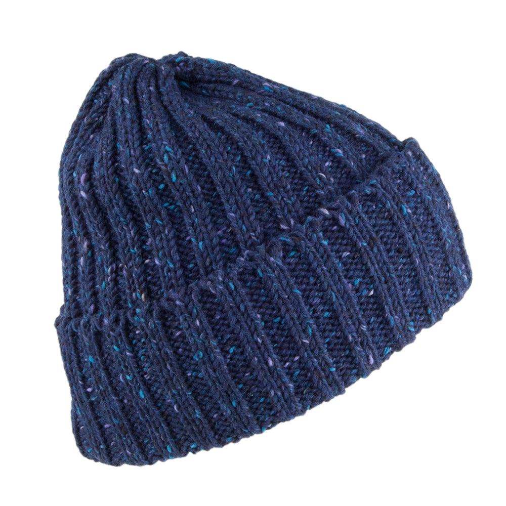 Highland 2000 Kilcarra Wool Cuffed Beanie Hat - Navy Blue