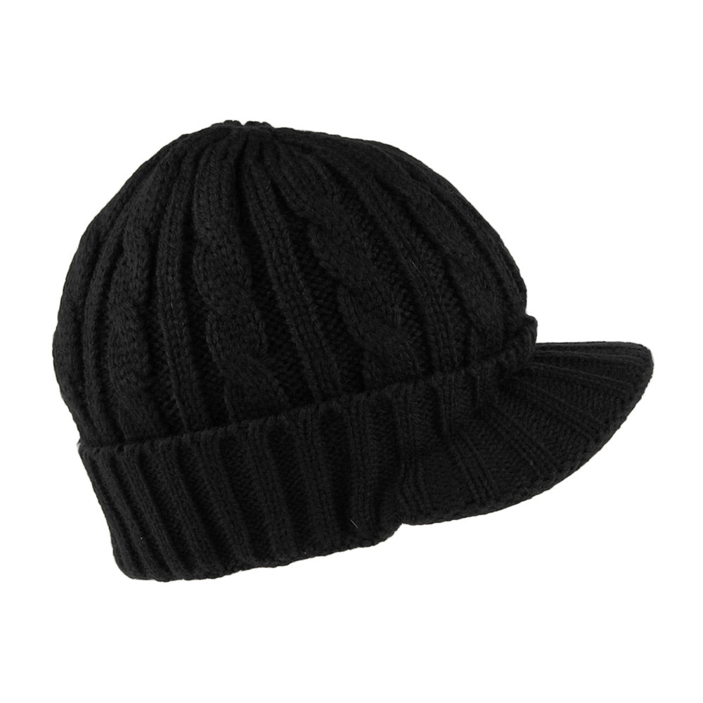 Jaxon & James Cable Knit Peaked Beanie Hat - Black