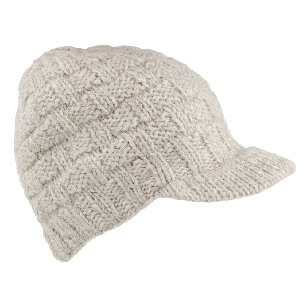 Kusan Basket Weave Peaked Beanie Hat - Oatmeal