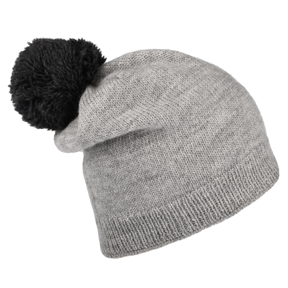 Kusan Contrast Pom Slouch Bobble Hat - Grey