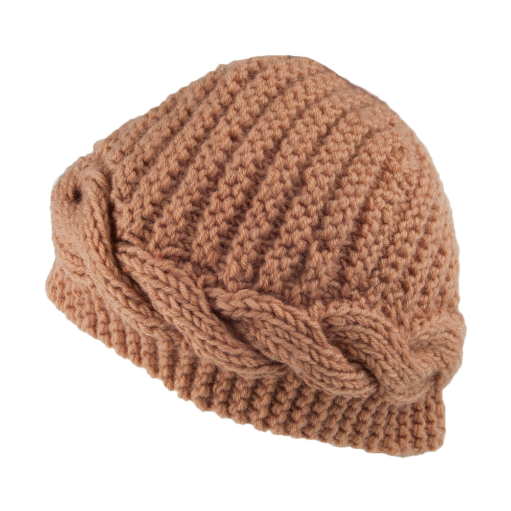 Scala Hats Emilia Button Beanie Hat - Tan