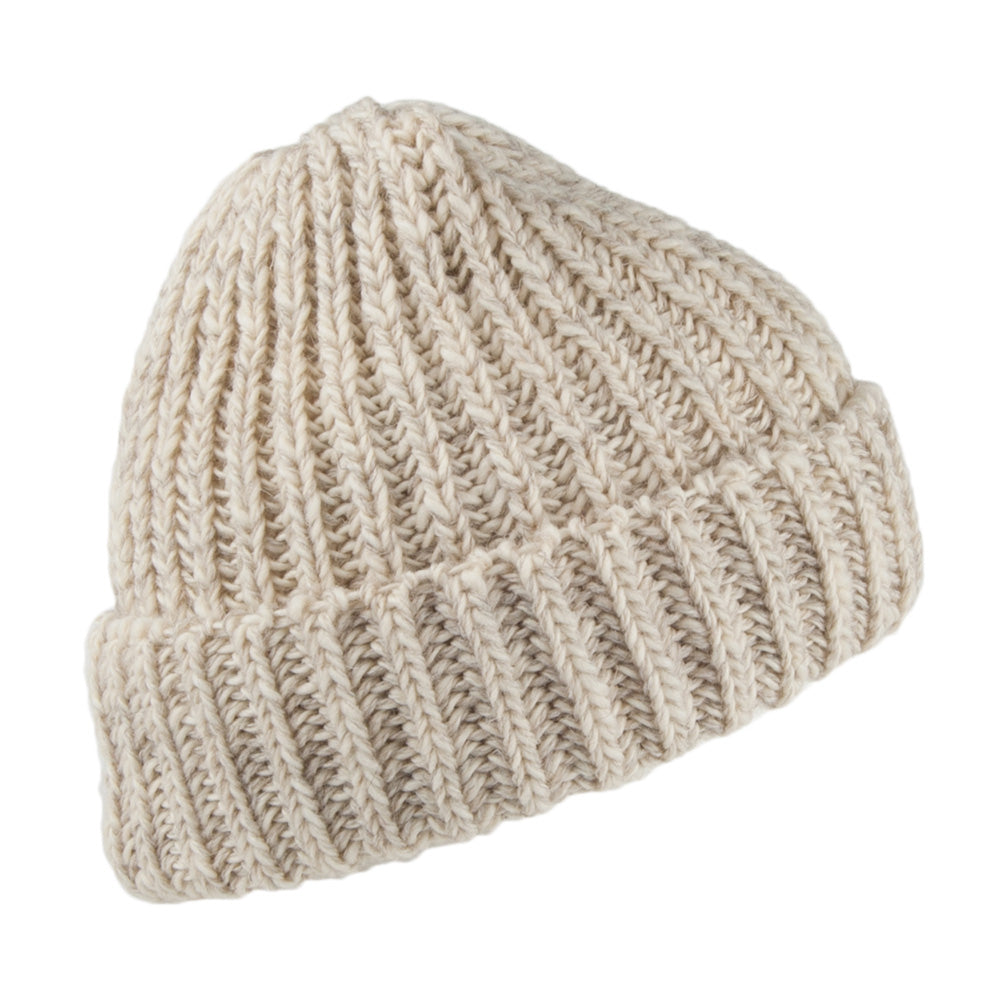 Highland 2000 Merino English Wool Cuffed Beanie Hat - Natural Mix