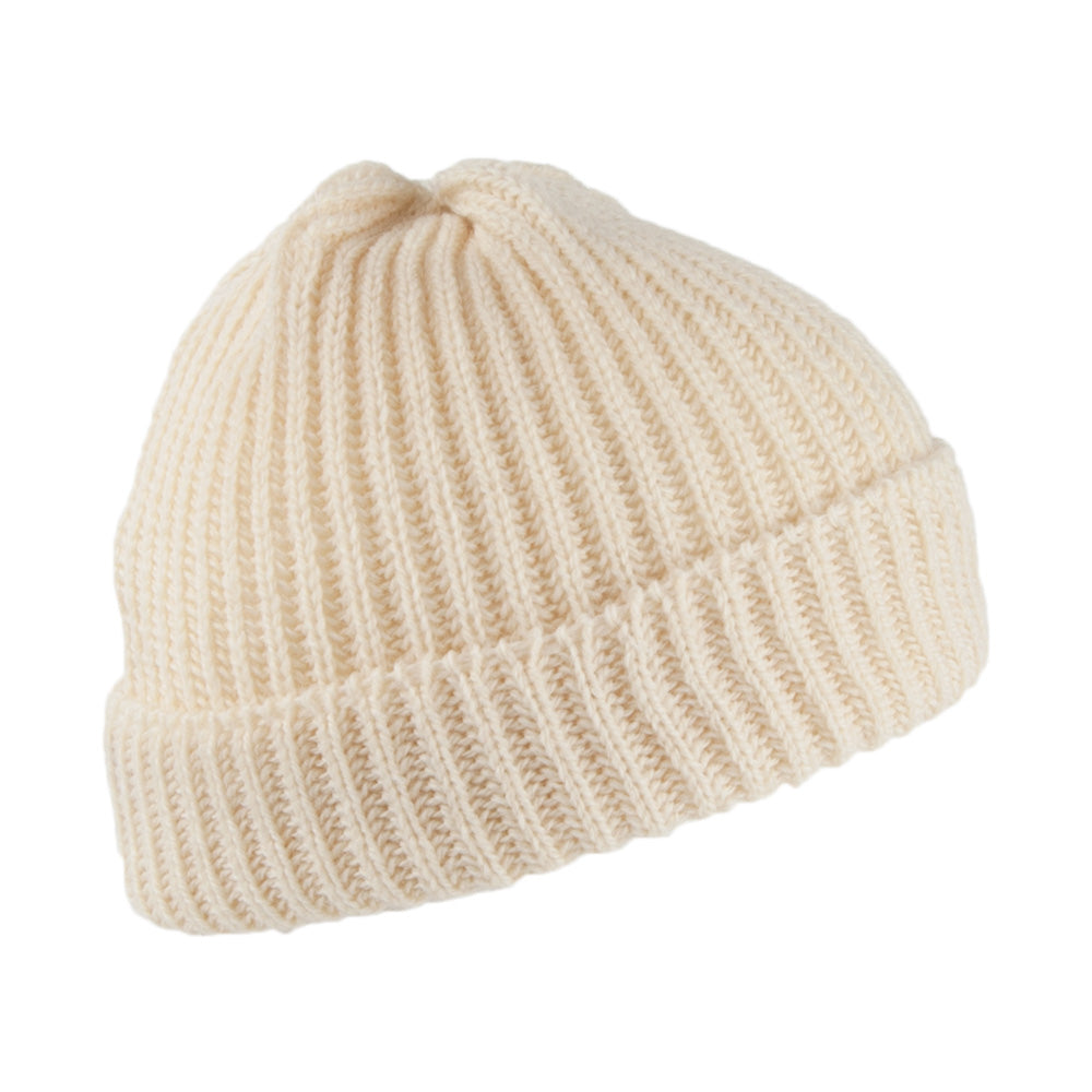 Highland 2000 Merino Wool Short Fisherman Beanie Hat - Natural