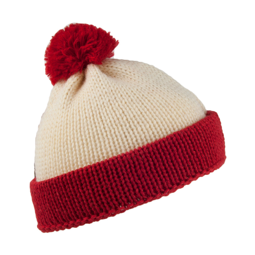 Highland 2000 Traveller Short English Wool Bobble Hat - Red-White