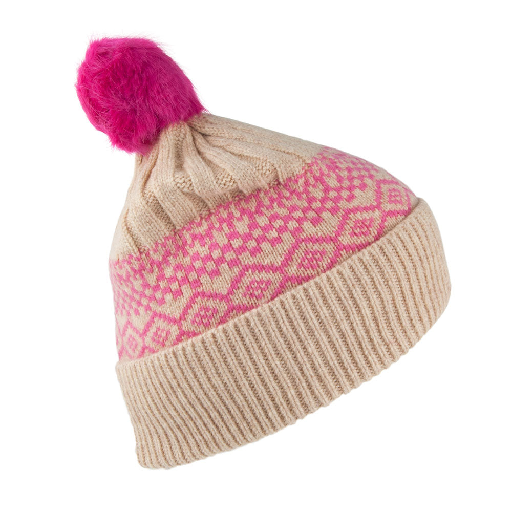 Joules Fair Isle Knitted Bobble Hat - Cream