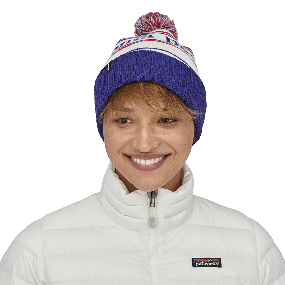 Patagonia Hats Park Stripe Powder Town Bobble Hat - White-Blue