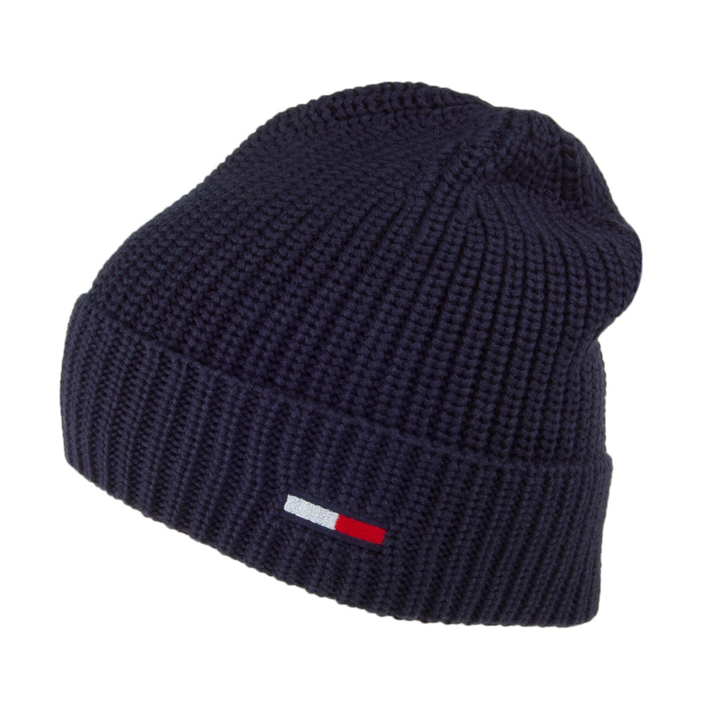 Tommy Hilfiger Hats TJM Flag Ribbed Beanie Hat - Navy Blue