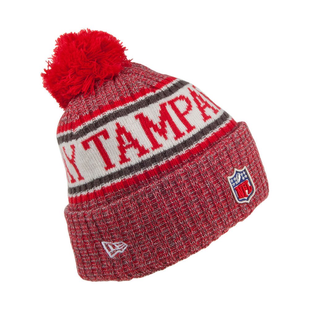 New Era Tampa Bay Buccaneers Bobble Hat - NFL Sideline Knit - Red-Black