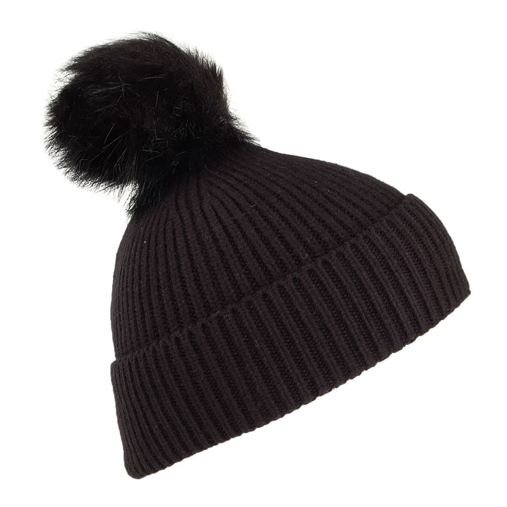 Barbour Hats Dover Faux Fur Pom Bobble Hat - Black