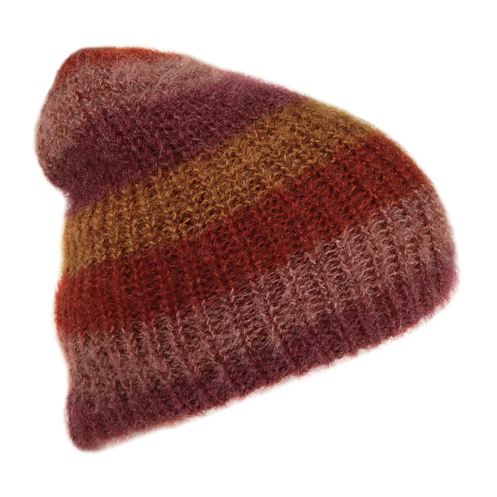 Barts Hats Malve Striped Beanie Hat - Maroon Multi