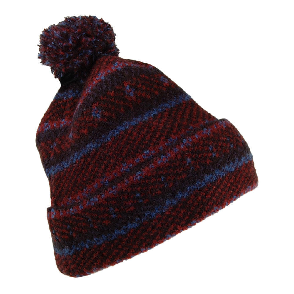 Barts Hats Styr Patterned Bobble Hat - Black-Blue-Burgundy