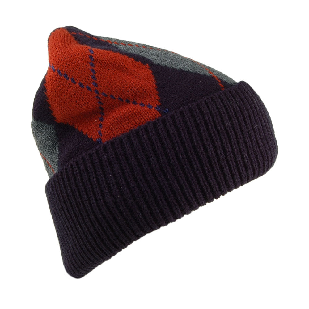 Barts Hats Guer Argyle Beanie Hat - Navy Blue