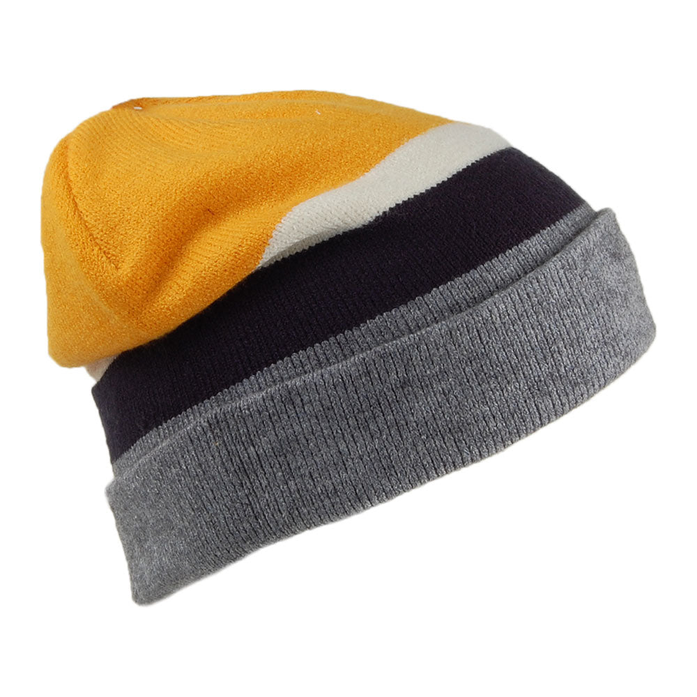 Barts Hats Jispin Slouchy Stripe Beanie Hat - Grey-Yellow