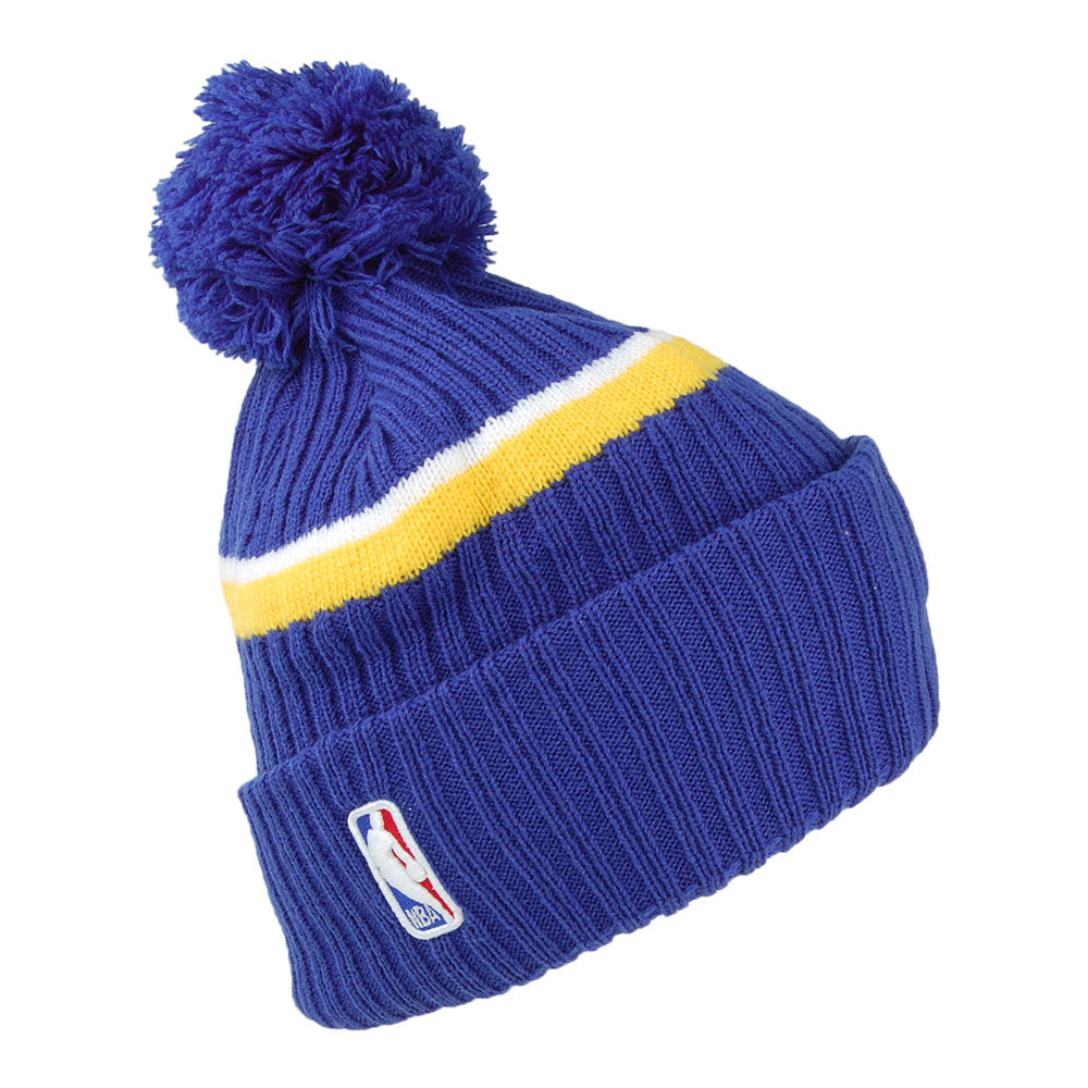 New Era Golden State Warriors Knit Cuff Bobble Hat - NBA Draft OTC - Blue