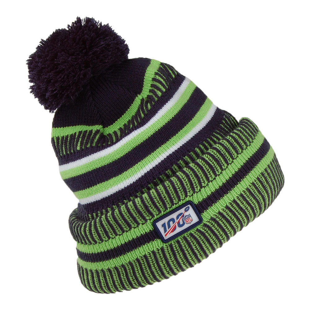 New Era Seattle Seahawks Bobble Hat - NFL On Field Knit - Blue-Green