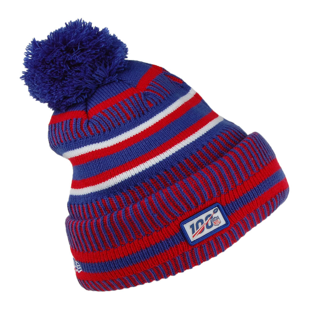 New Era New York Giants Bobble Hat - NFL On Field Knit - Red-Blue