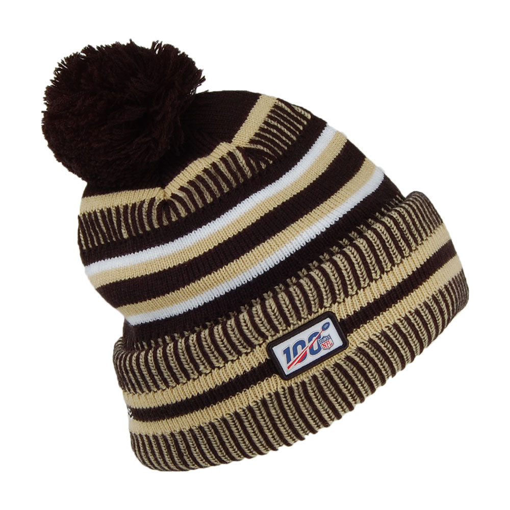 New Era New Orleans Saints Bobble Hat - NFL On Field Knit - Black-Gold