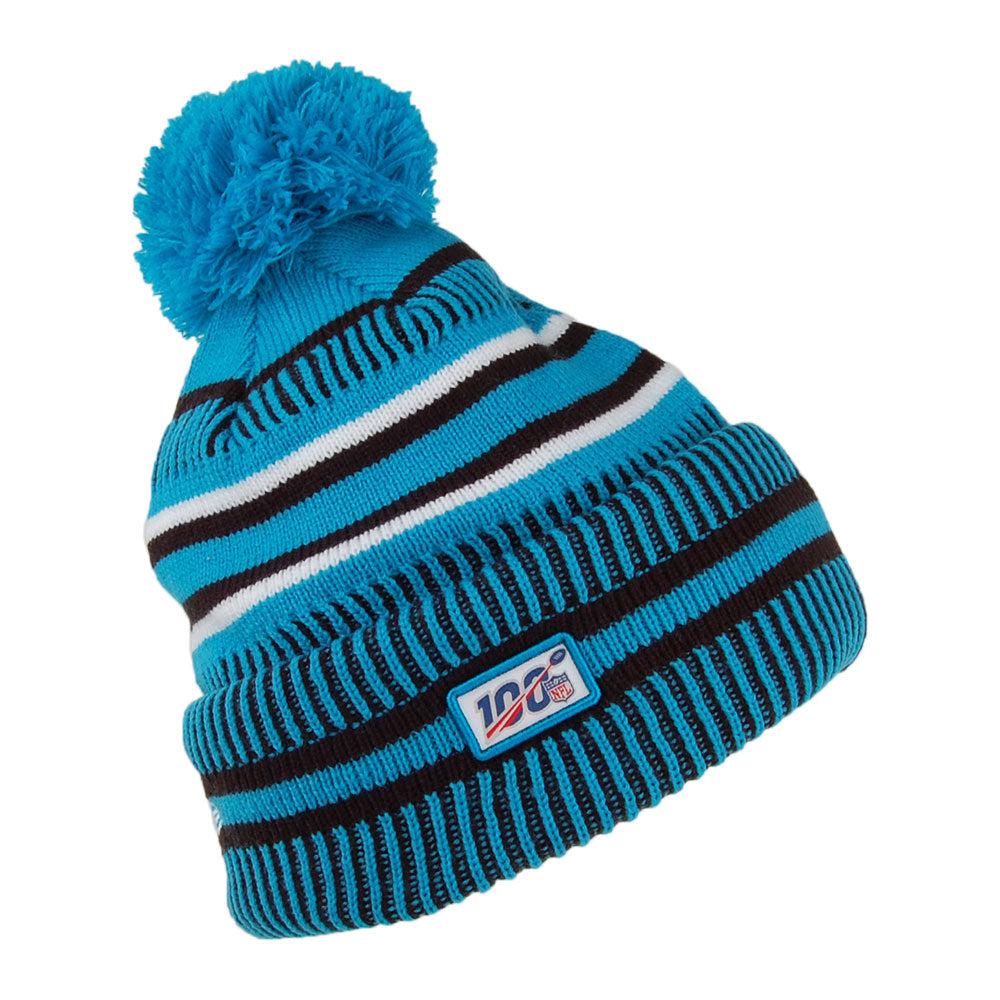 New Era Carolina Panthers Bobble Hat - NFL On Field Knit - Blue-Black