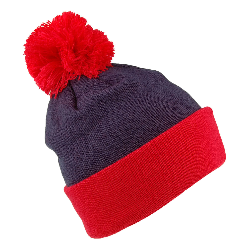 New Era New England Patriots Bobble Hat - NFL Pop Team Knit - Navy-Red