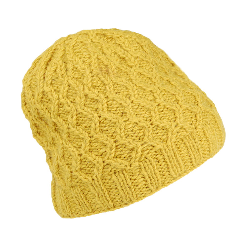 Kusan Brooklyn Cable Knit Beanie Hat - Yellow