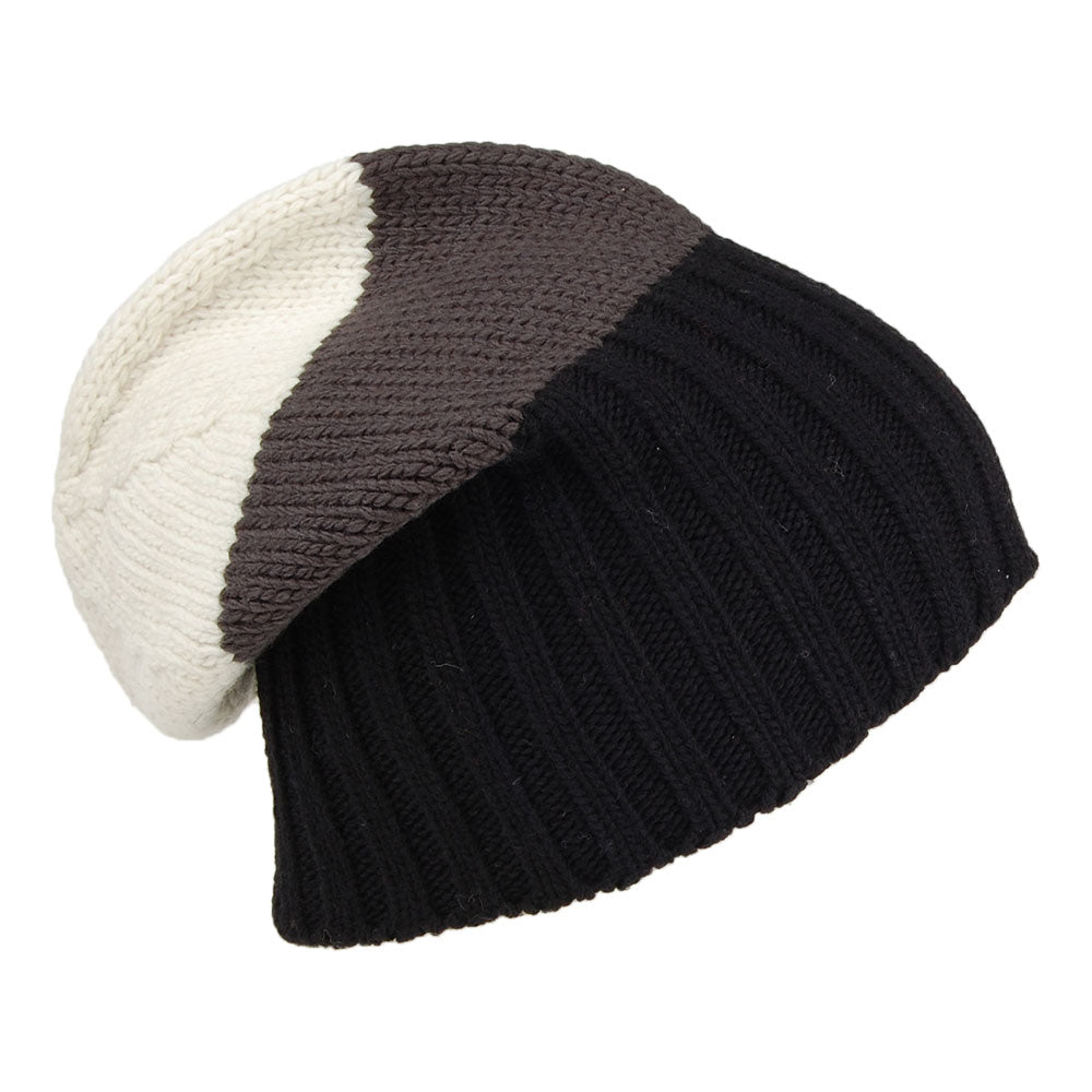 Kusan Merino Floppy Beanie Hat - Black-Grey