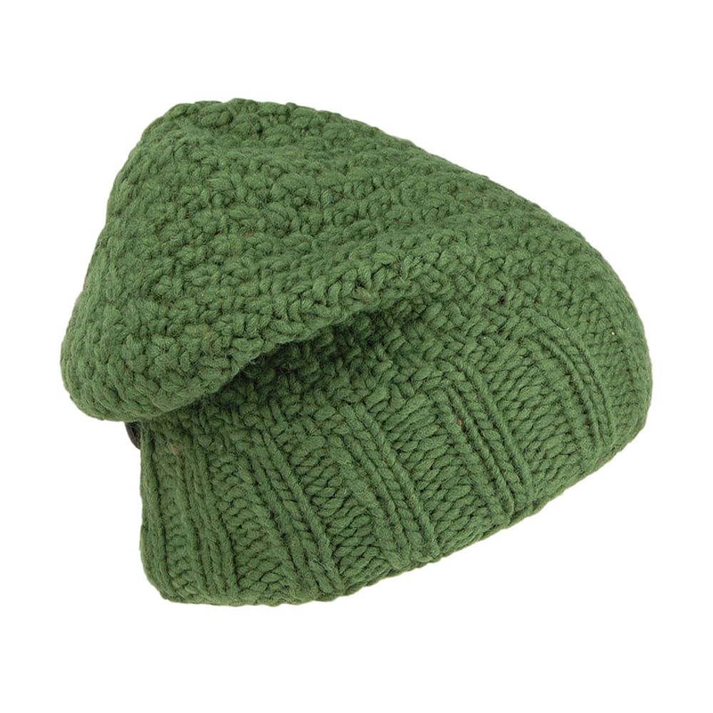 Kusan Button Down Beanie Hat - Green