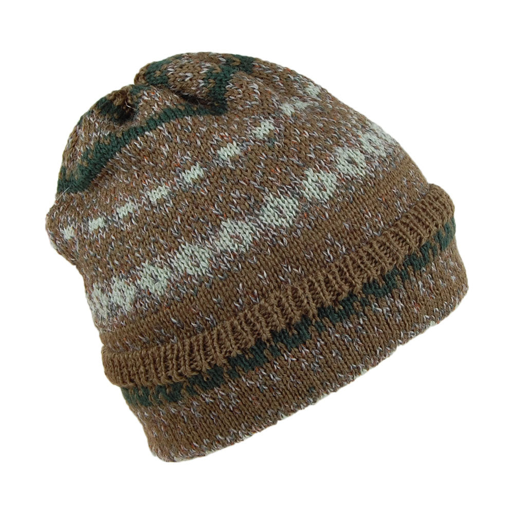 Highland 2000 Fair Isle Wool Cuffed Beanie Hat - Forest Mix