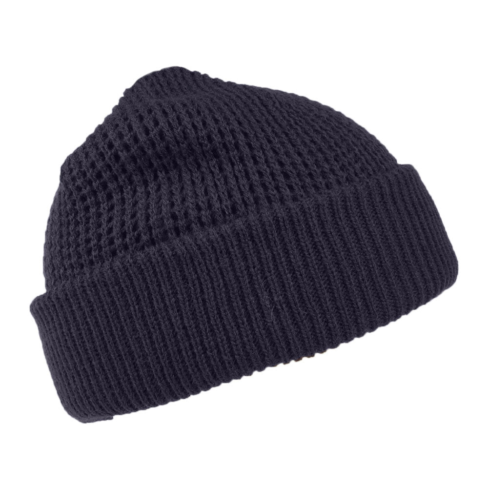 Barts Hats Adas Waffle Knit Cuffed Beanie Hat - Navy Blue