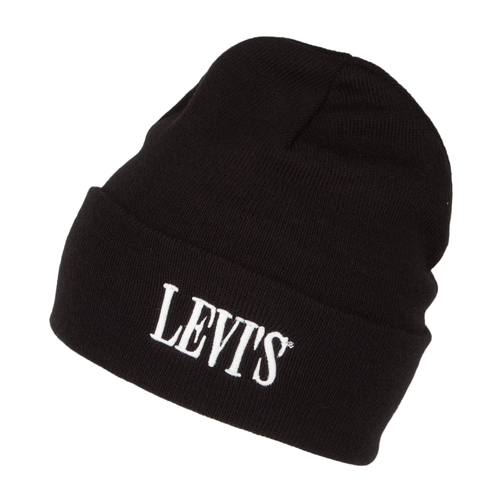 Levi's Hats Smaller Serif Logo Cuffed Beanie Hat - Black – Village Hats