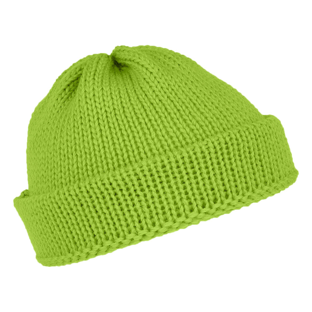 Highland 2000 Short Fishermans English Wool Beanie Hat - Green