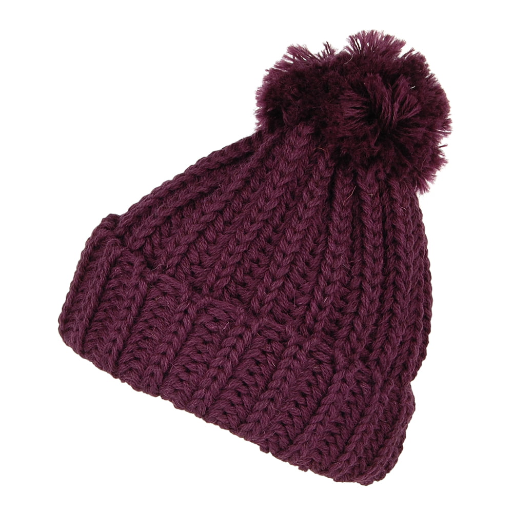 Highland 2000 Cuffed Chunky English Wool Bobble Hat - Plum – Village Hats