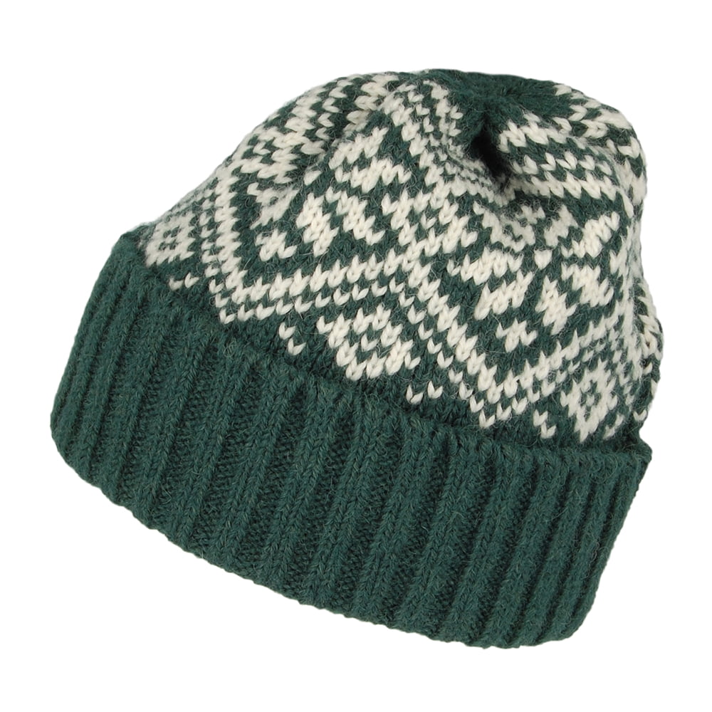 Highland 2000 Snowflake Alpaca Beanie Hat - Dark Green