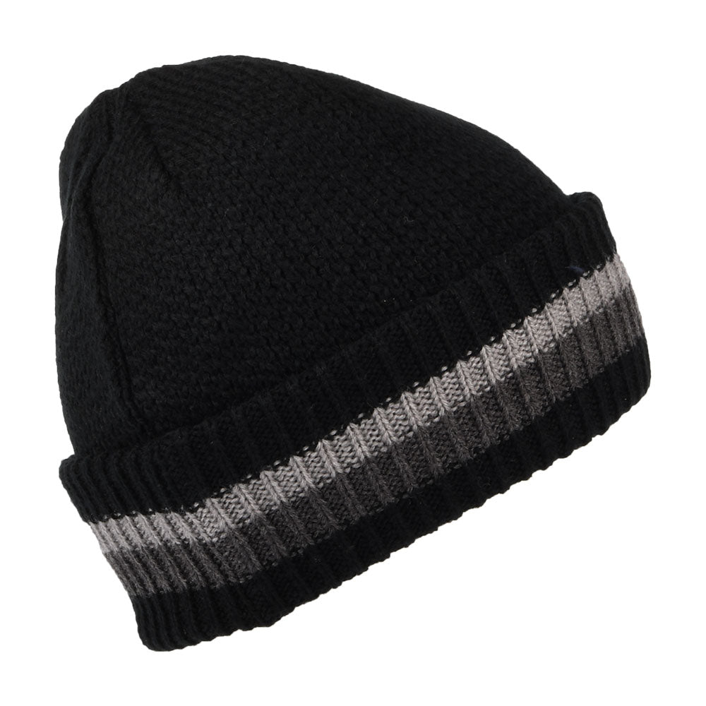 Timberland Hats Striped Cuffed Beanie Hat - Black-Grey