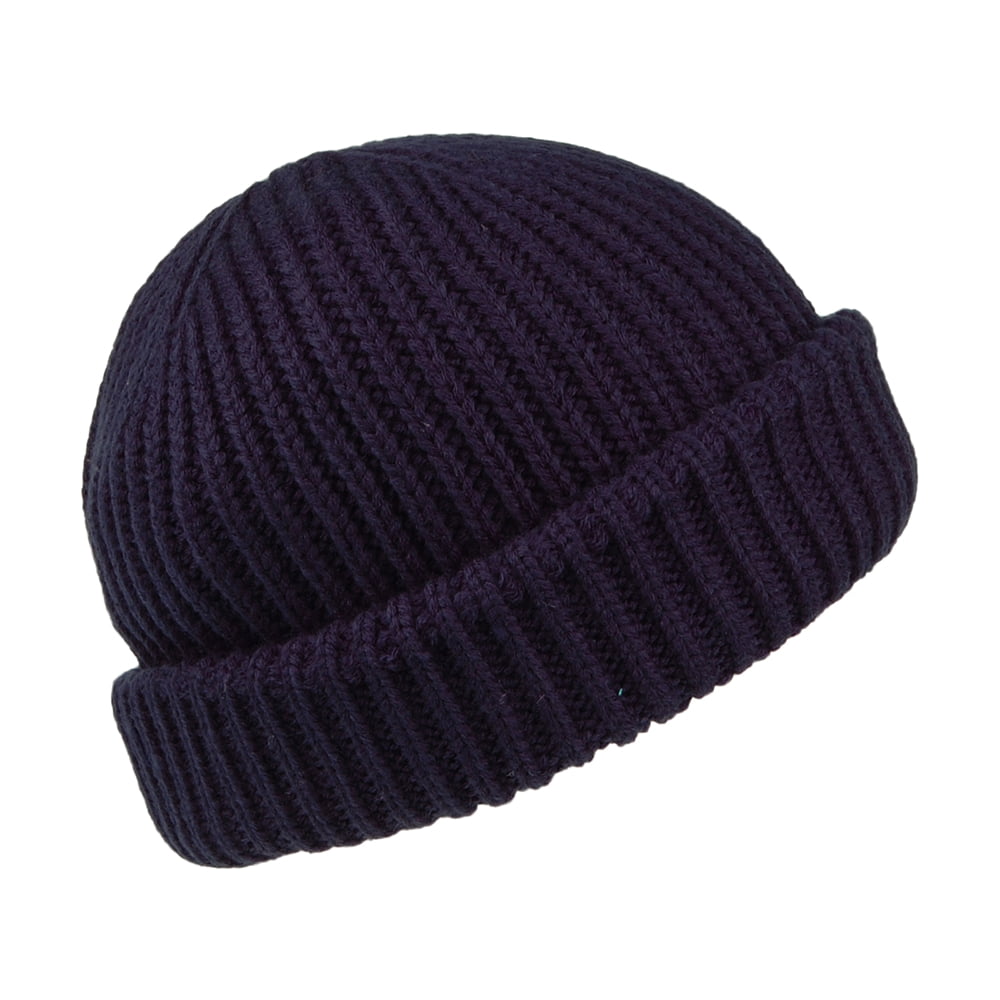 Timberland Hats Shallow Beanie Hat with Rubber Patch - Navy Blue