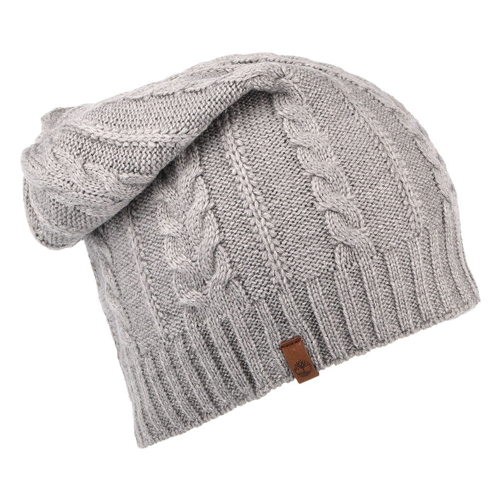 Timberland Hats Slouchy Cable Knit Beanie Hat - Light Grey