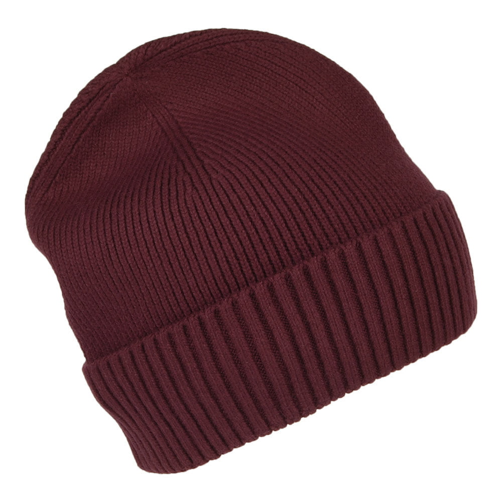 Tommy Hilfiger Hats Pima Essential Flag Cotton Cashmere Beanie Hat - Dark Wine