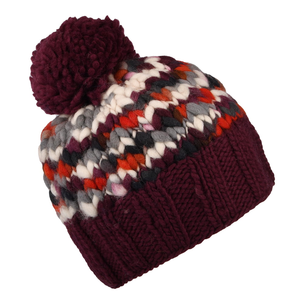 Kusan Chunky Yarn Bobble Hat - Plum