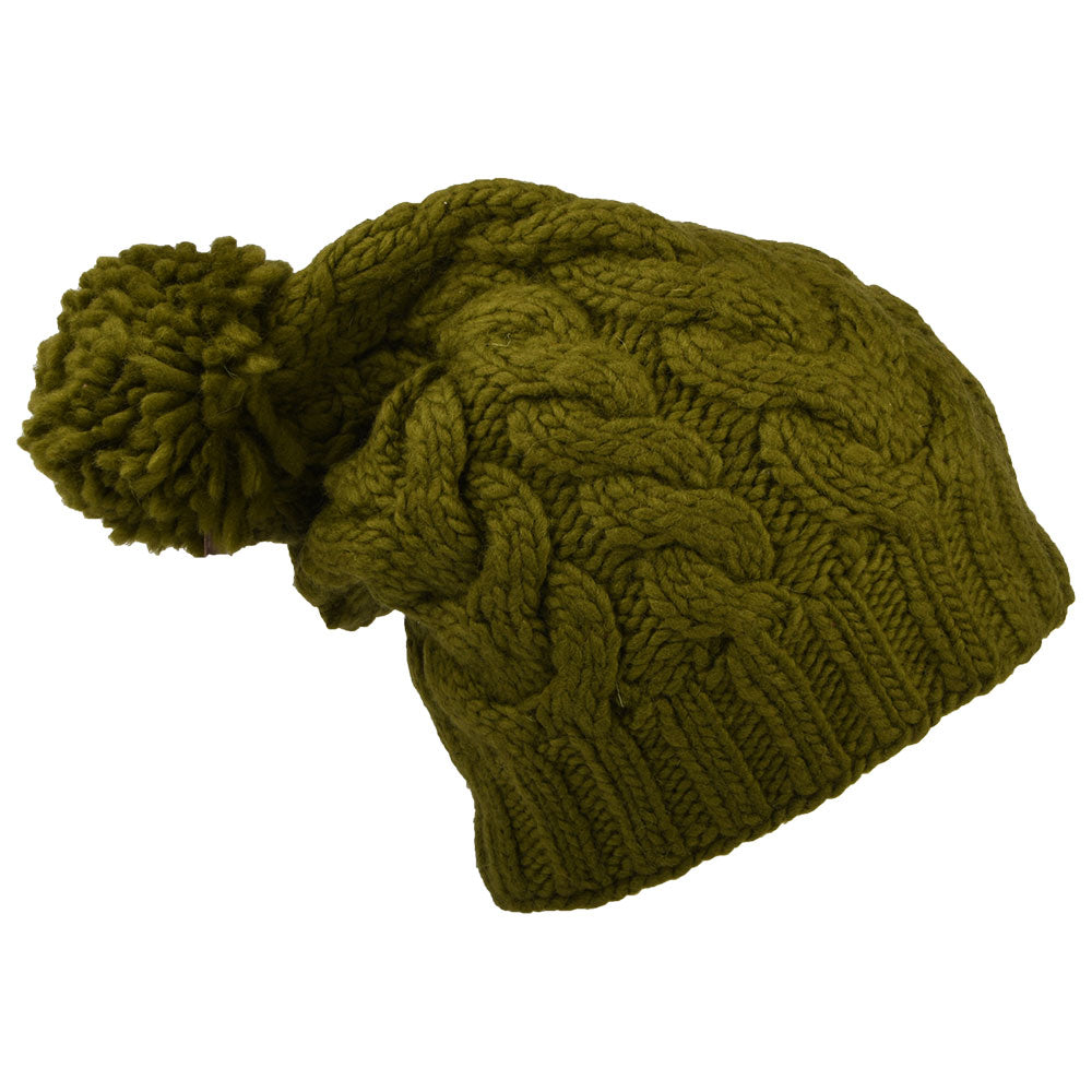 Kusan Oversized Bobble Hat - Olive