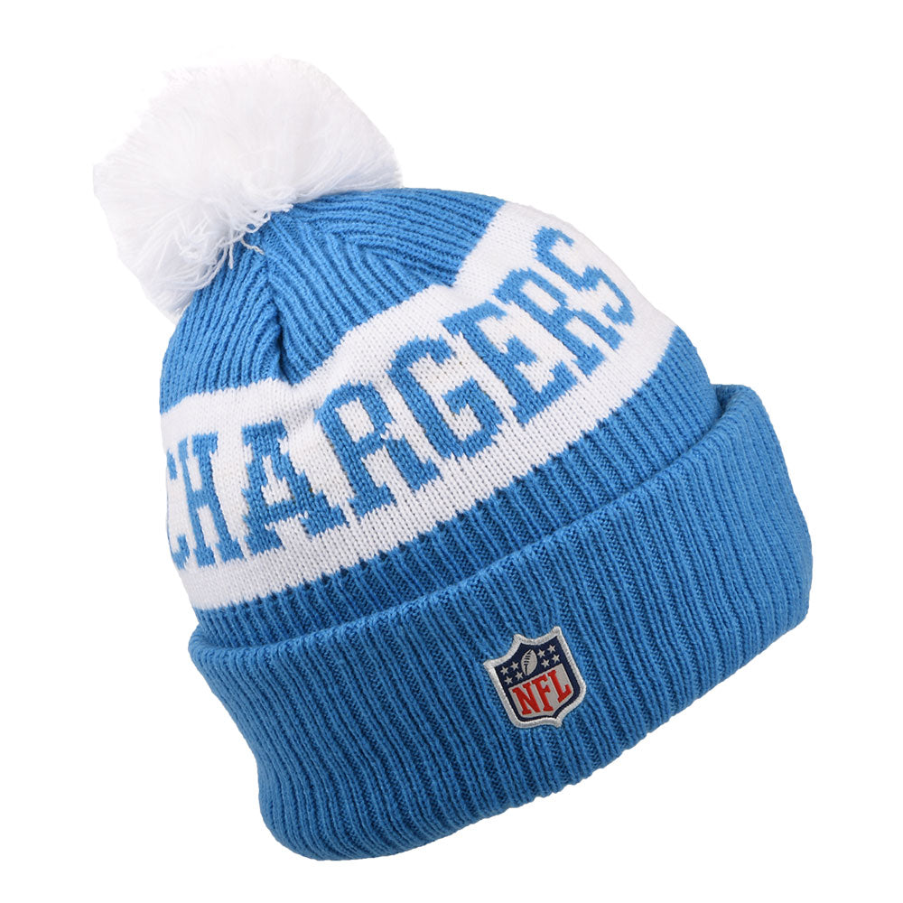 New Era Los Angeles Chargers Bobble Hat - NFL On Field Sport Knit - Light Blue-White