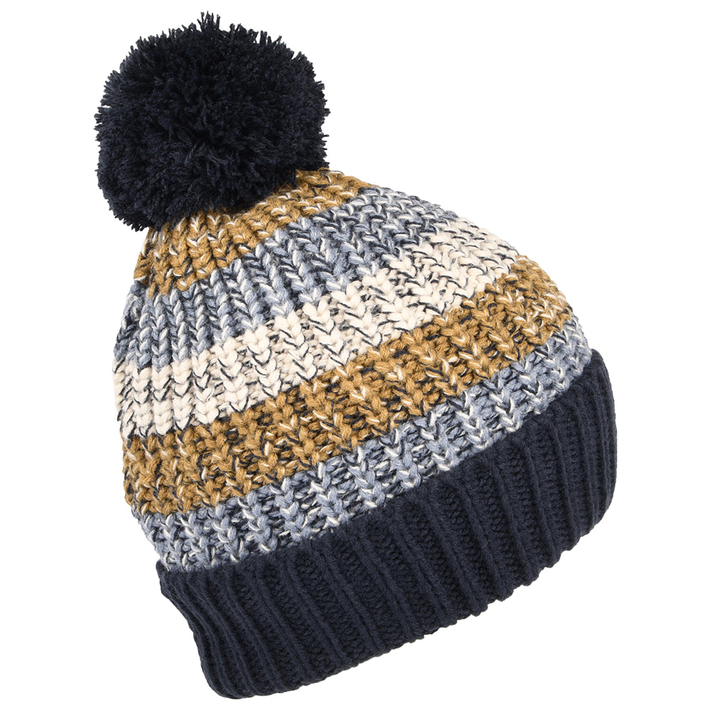 Barbour Hats Alderly Stripe Bobble Hat - Navy Blue