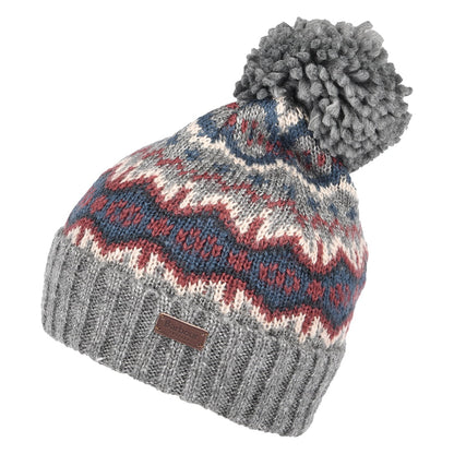 Barbour Hats Case Fair Isle Bobble Hat - Grey