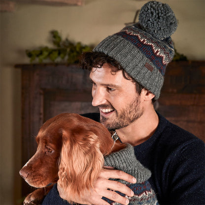 Barbour Hats Case Fair Isle Bobble Hat - Grey