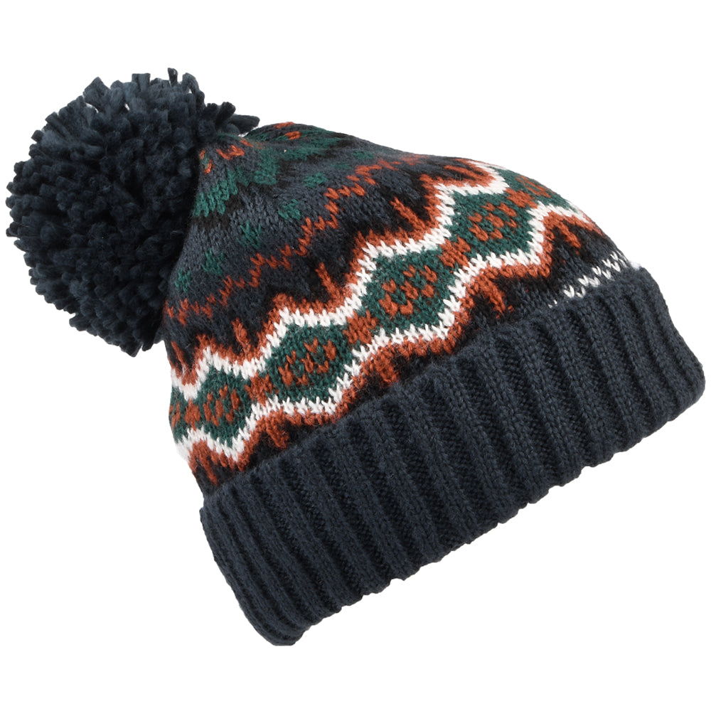 Barbour Hats Case Fair Isle Bobble Hat - Navy Blue