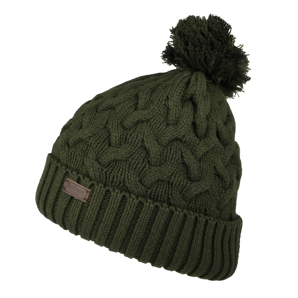 Barbour Hats Gainford Cable Knit Bobble Hat - Olive – Village Hats