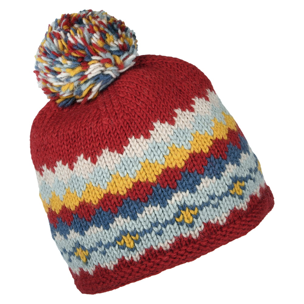 Kusan Short Bobble Hat - Red-Multi