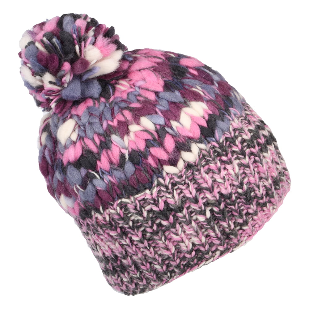 Kusan Uneven Yarn Bobble Hat - Pink-Purple